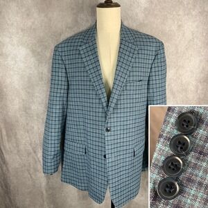 Oak Hill Blazer Jacket Men 2XLT Blue Check Sport Coat Performance DXL NEW